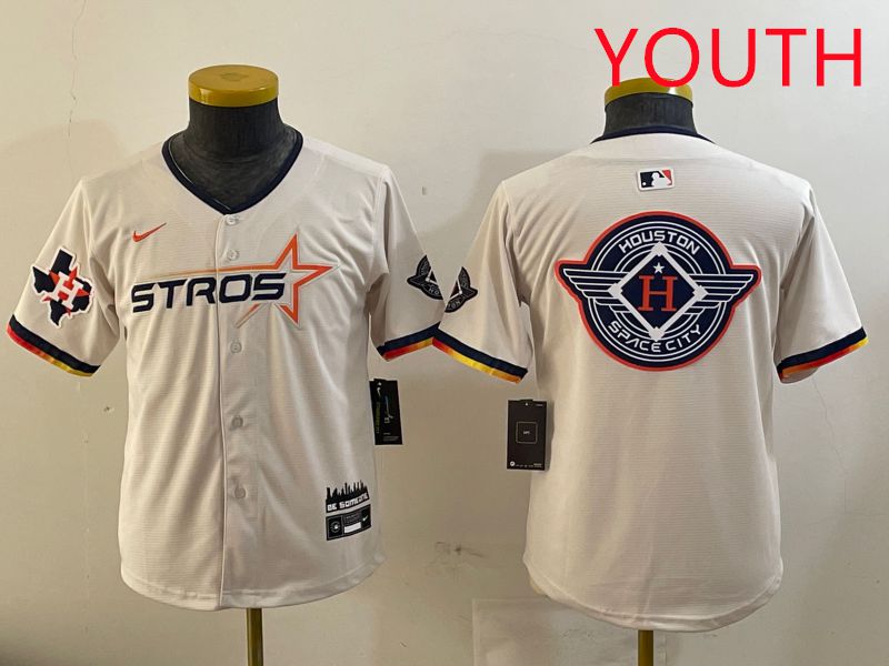 Youth Houston Astros Blank Cream three generations Joint Name 2025 Nike MLB Jersey style 41426->youth mlb jersey->Youth Jersey